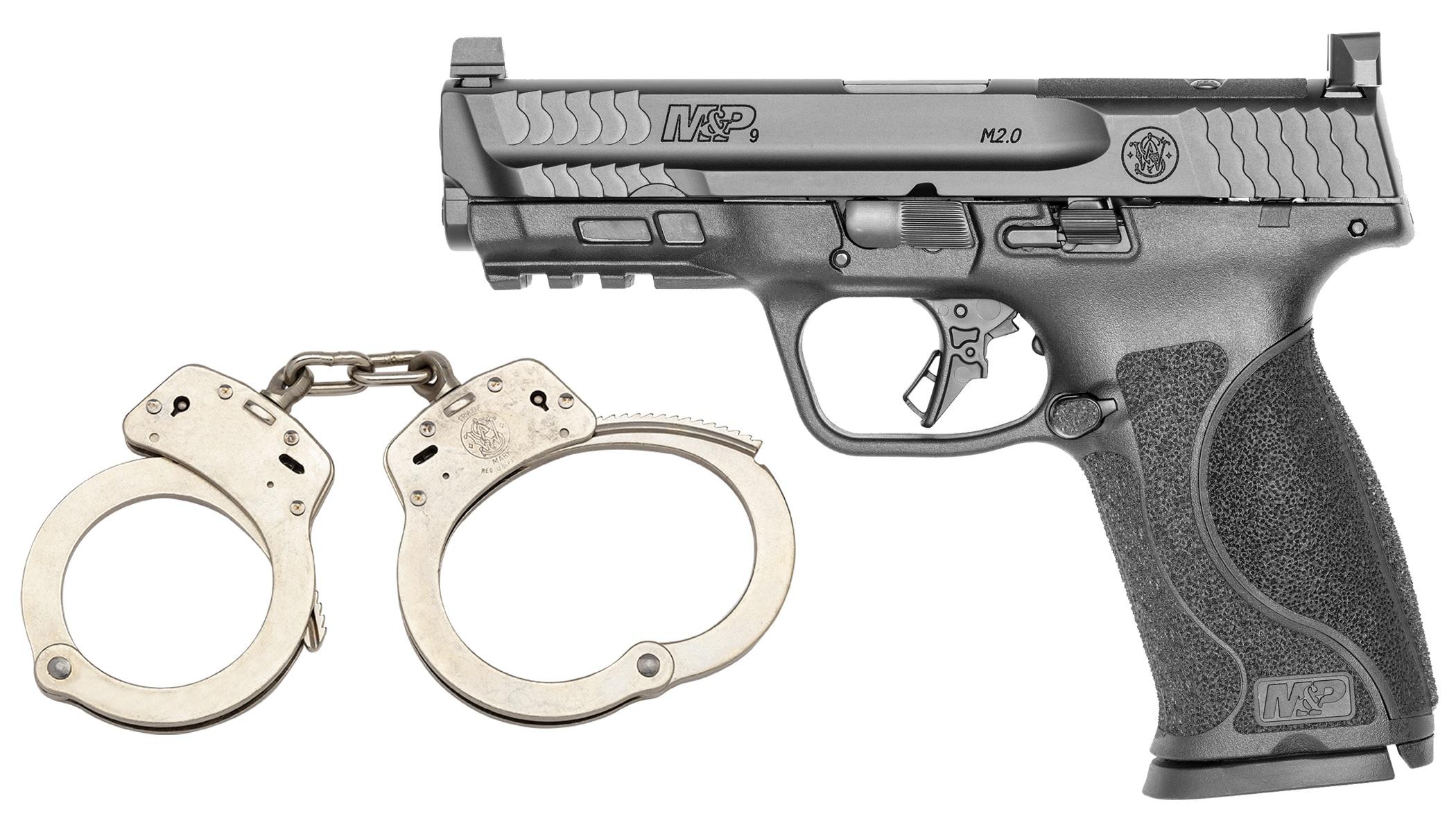 Smith & Wesson M&P 2.0 Compact 9mm Pistol - 10 Round CT Compliant - 4.25" - With FREE S&W M100 Nickel Handcuffs - QUALIFIED INDIVIDUALS ONLY